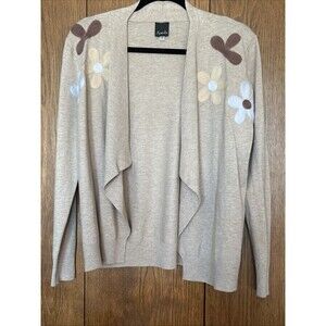 Aaeda Women's Size M Beige Floral Cardigan, Boho, Cottage